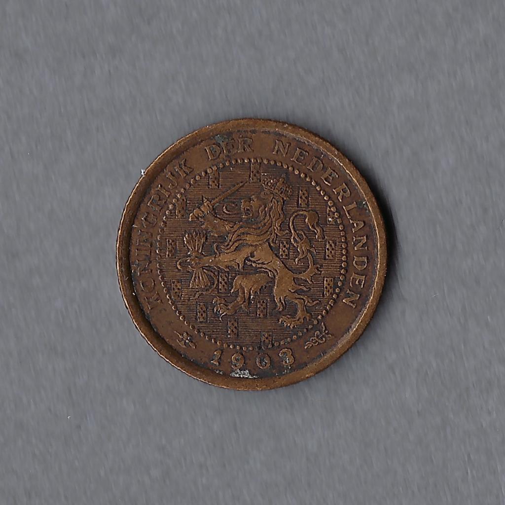 1/2 (halve) cent 1903 Wilhelmina, Postzegels en Munten, Ophalen of Verzenden, Koningin Wilhelmina, Overige waardes, Losse munt