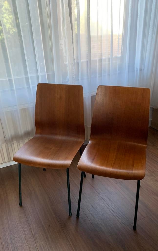 2 vintage stoelen Friso Kramer | serie Euroika | jaren ‘60, Ophalen, Twee, Bruin, Mid Age Vintage