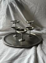 Vintage Franse RVS ijscoupes met inox dienblad Guy Degrenne, Ophalen, Overige materialen, Overige stijlen, Overige typen