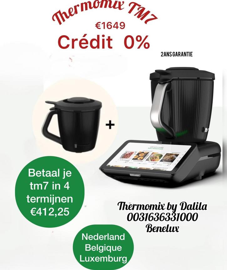 Thermomix TM7 met extra beker ترموميكس, Witgoed en Apparatuur, Keukenmixers, Nieuw, 3 snelheden of meer, Ophalen of Verzenden