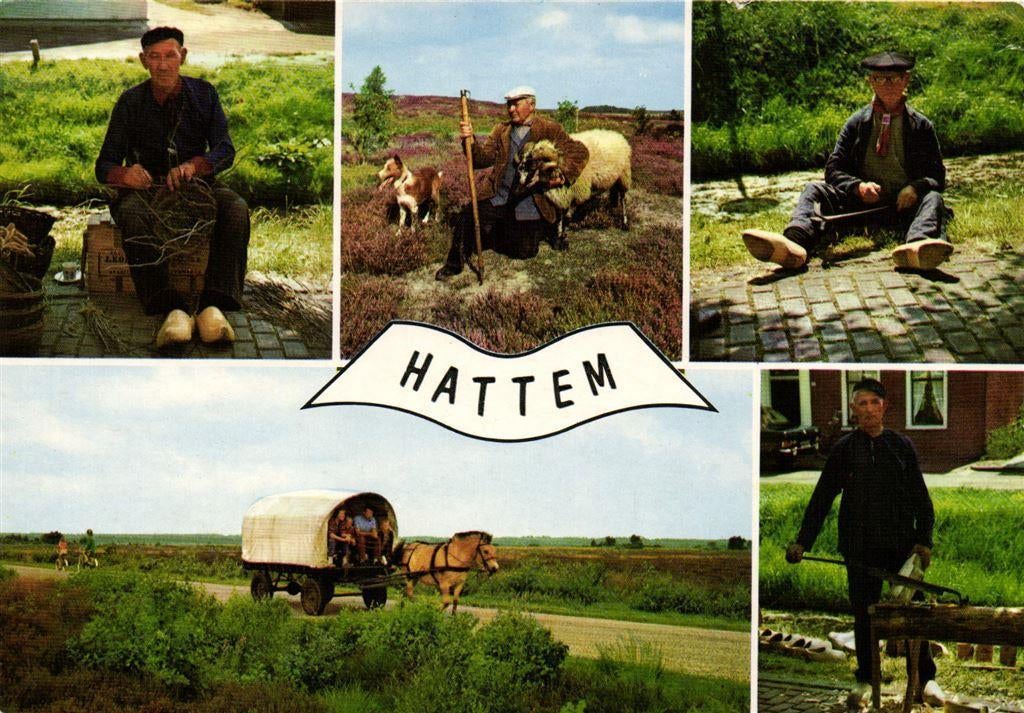 Hattem - 5 afb o.a. huifkar - 1986 gelopen, Ophalen of Verzenden, Voor 1920, Gelopen, Gelderland