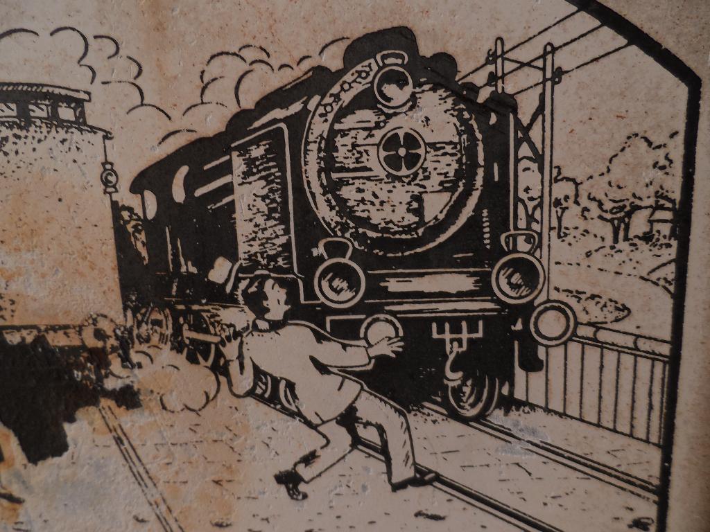 antiek emaille bord trein 1890,bord emaille waarschuwing, Antiek en Kunst, Ophalen of Verzenden