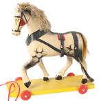 Vintage houten trekpaard op wielen – ca. 1940–1950, Ophalen of Verzenden