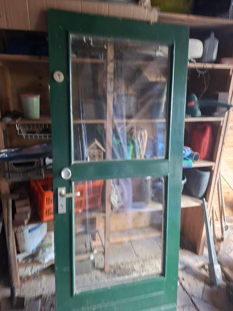 Buitendeur met nieuw dubbel glas, 92 x 211cm, Gebruikt, 80 tot 100 cm, Ophalen of Verzenden, Buitendeur