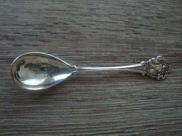 oude lepeltje bewerkt-christmas 1982, Ophalen of Verzenden, Gebruikt