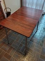 Vintage Tafel met 4 stoelen, houtnerf blad en chromen poten, Gebruikt, 50 tot 100 cm, Vintage, 50 tot 100 cm