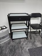 Werktrolley Salon Silverfox met lade en glazen planken, Ophalen, Gebruikt
