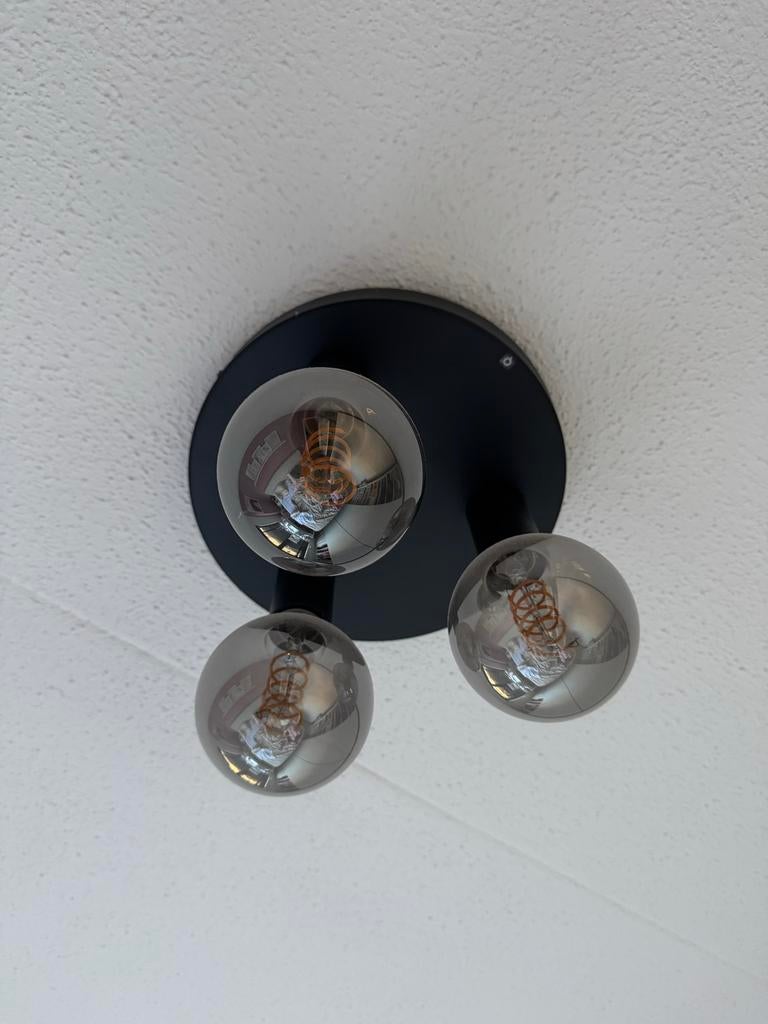 QAZQA Plafondlamp Zwart met 3 Calex LED Lampen, Ophalen, Zo goed als nieuw, Metaal