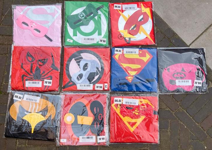 Superhelden feestje cape + masker 10 stuks, Hobby en Vrije tijd, Kostuums, Theaterbenodigdheden en LARP, Nieuw, Accessoires, Ophalen of Verzenden
