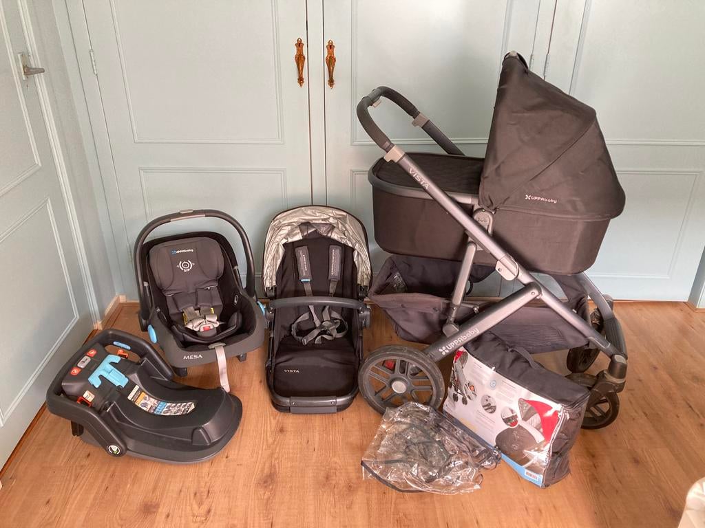 Complete Uppababy Vista kinderwagen en maxicosi met isofix, Gebruikt, Verstelbare duwstang, Ophalen, Kinderwagen