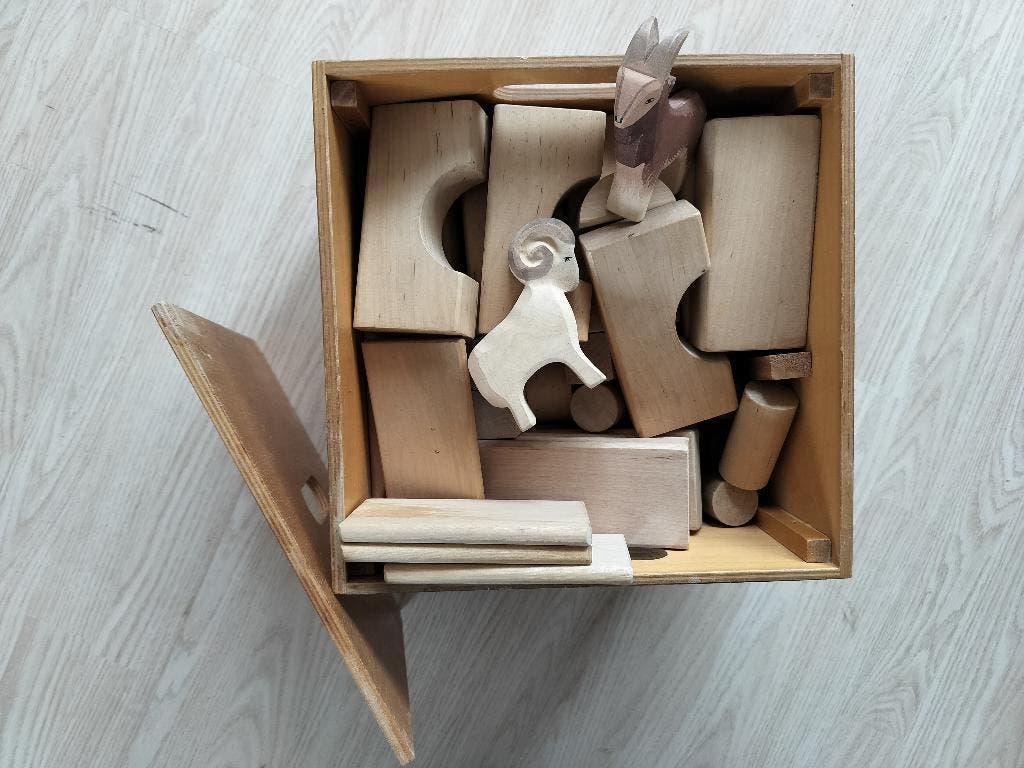 vintage houten blokkendoos, Kinderen en Baby's, Ophalen, Gebruikt, Overige typen