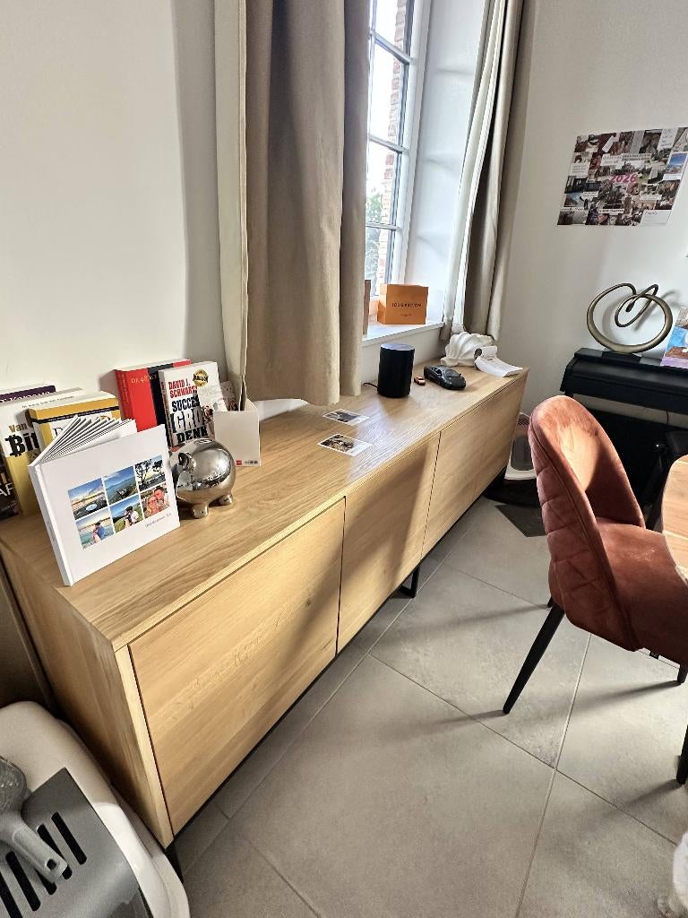 Design kast van Goossens – ruim & tijdloos – 220 cm, Huis en Inrichting, Kasten | Dressoirs, Ophalen, Met deur(en), Eikenhout