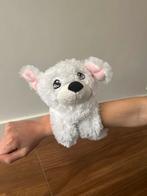 Schattige witte pluche handpop hondje, Ophalen, Zo goed als nieuw, Hond