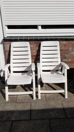 2 Tuinstoelen,  verstelbar, kunstof wit, Tuin en Terras, Tuinstoelen, Ophalen, Zo goed als nieuw, Kunststof