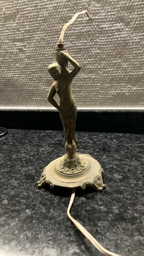Antieke lampvoet met figuur, Antiek en Kunst, Ophalen of Verzenden, Brons, 20 - 50 cm, Vrouw