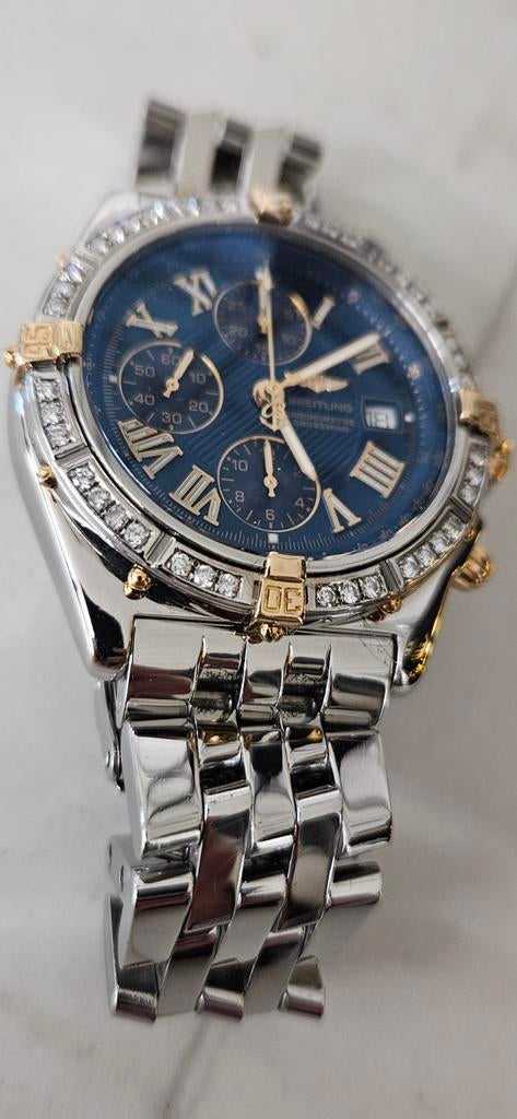 Breitling Crosswind st/goud diamonds., Sieraden, Tassen en Uiterlijk, Horloges | Dames, Overige merken, Staal, Ophalen of Verzenden
