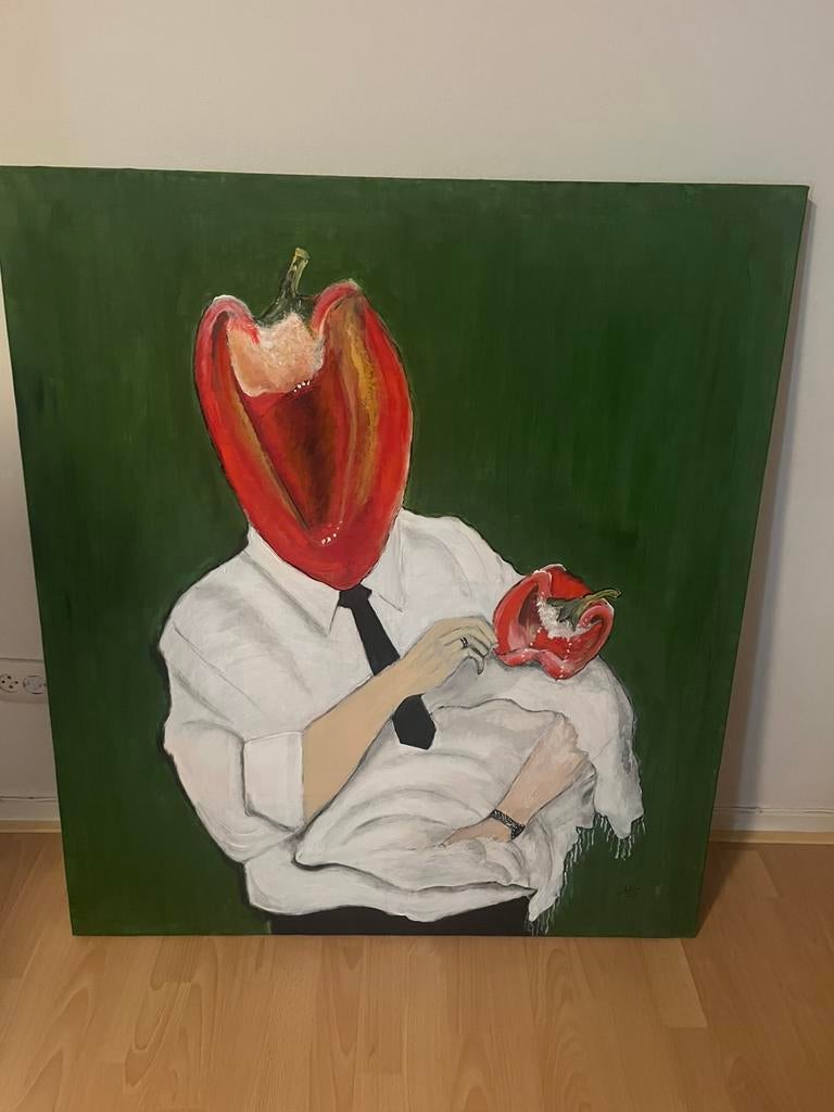 Schilderij vader en kind, Antiek en Kunst, Ophalen
