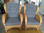 Rotan stoelen met grijze kussens - Zeer goede staat, Ophalen, Twee, Riet of Rotan, Zo goed als nieuw