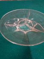 Hapjes schaal van glas met drie vakken, rond, Verzamelen, Retro, Ophalen of Verzenden