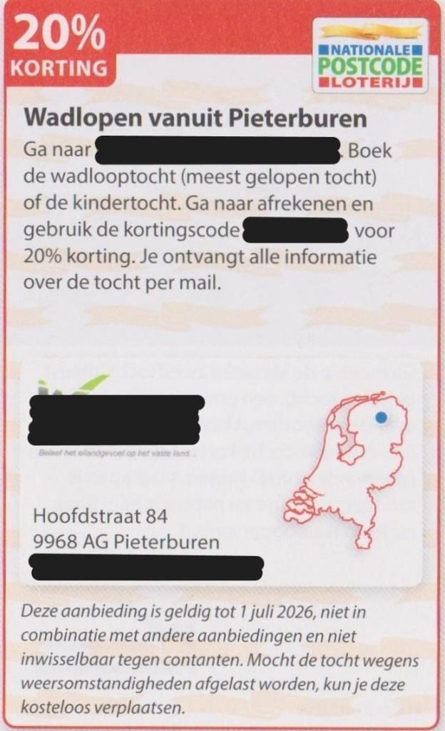 Wadlopen vanuit Pieterburen 20% korting. Postcodeloterij bon, Tickets en Kaartjes, Kortingen en Cadeaubonnen, Drie personen of meer