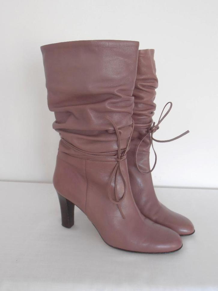 Invito - prachtige oudroze leren laarzen - 38, Kleding | Dames, Schoenen, Zo goed als nieuw, Lage of Enkellaarzen, Roze, Ophalen of Verzenden