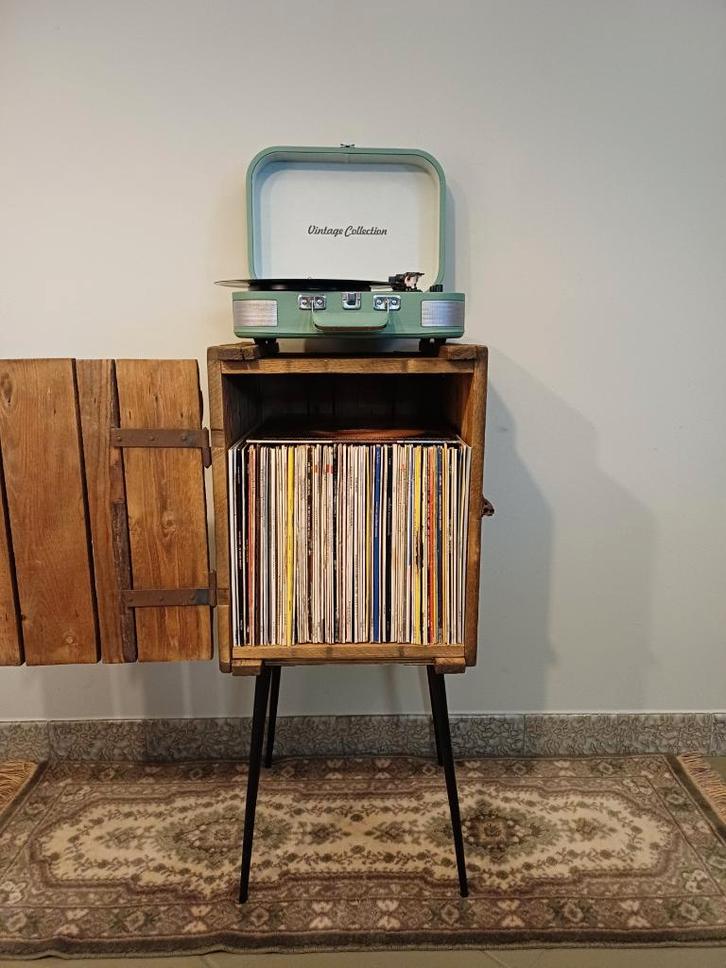 Audiomeubel platenkast platenspelerkast retro vintage hout, Cd's en Dvd's, Vinyl | Overige Vinyl, Gebruikt, Overige formaten, Ophalen