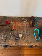 Oude / antieke sieraden oa zilver en met gouden slotjes, Ophalen of Verzenden, Zilver, Ketting