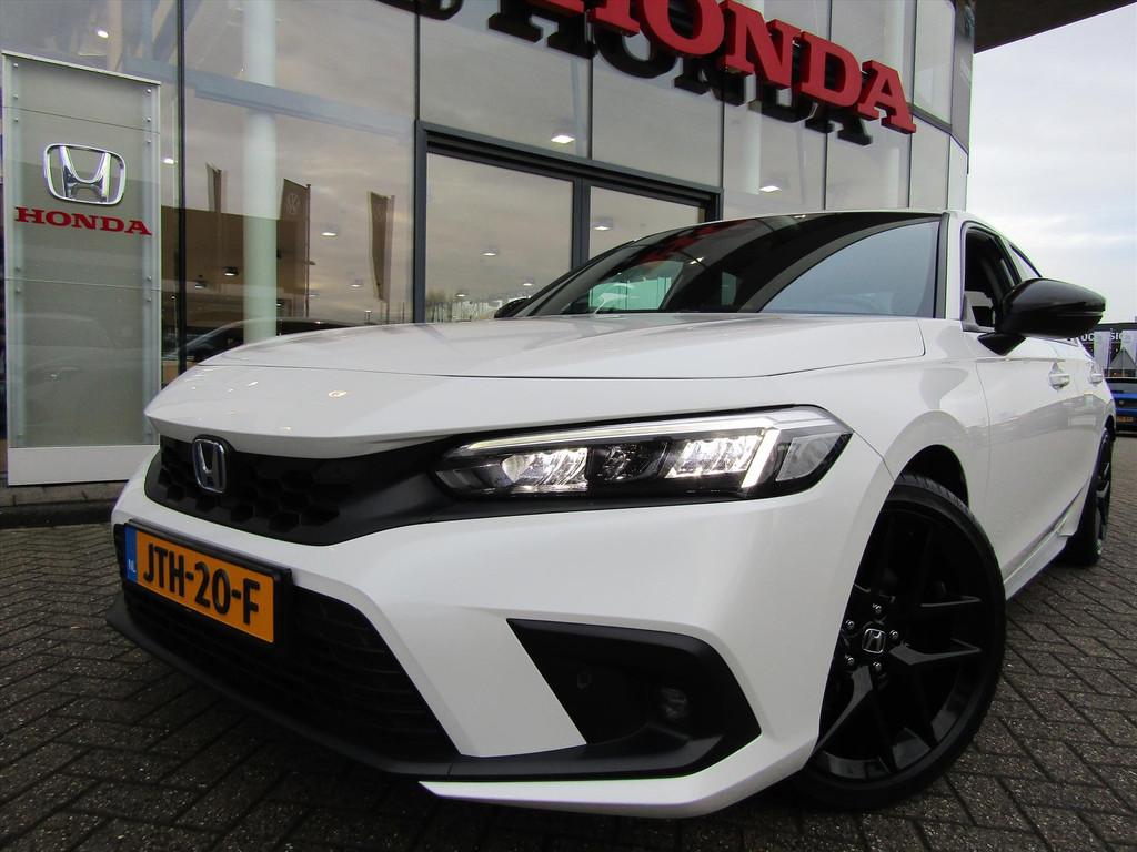 Honda Civic 2.0 HYBRID 184PK eCVT Sport, Auto's, Honda, Stof, Gebruikt, Parkeercamera, Wit