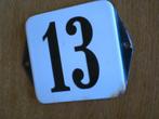oud emaille huisnummer 13, Ophalen of Verzenden, Gebruikt