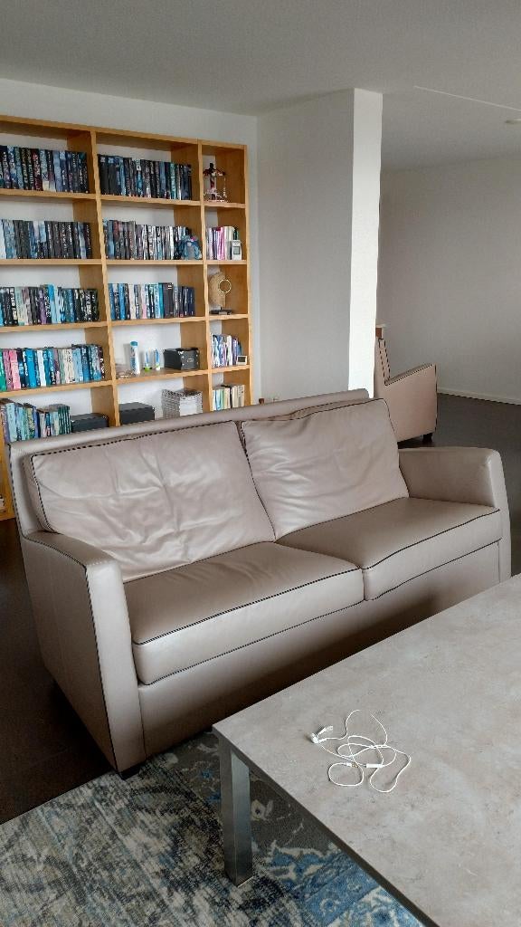 3-delig leren Matteo bankstel, taupe/lever kleurig., Ophalen, Modern/Strak, 150 tot 200 cm, Zo goed als nieuw