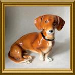 Oud porseleinen beeldje: hond, teckel, Pfeffer Gotha, Ophalen of Verzenden