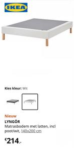 IKEA Lyngör matrasbodem 140x200, Ophalen, Wit, Tweepersoons, 140 cm