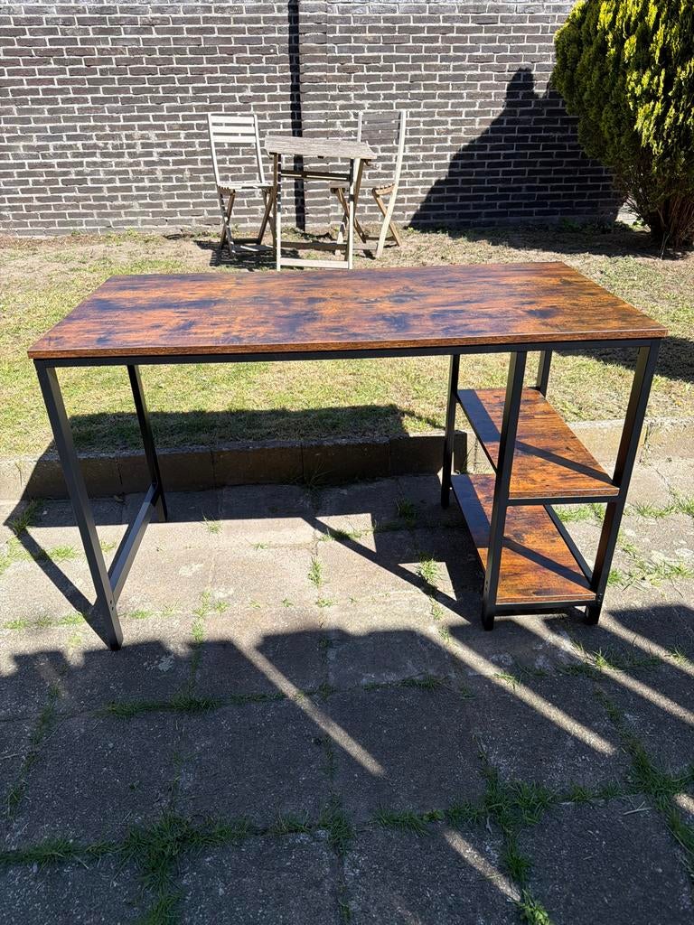 Bureau modern Hout/Zwart Metaal- 120x60x75cm, Huis en Inrichting, Bureaus, Ophalen, 120 cm, Hout, Schoolbureau