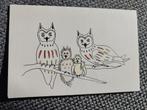Kaart met uilen, Ophalen of Verzenden, 1990 tot 2000, Geboortekaartje