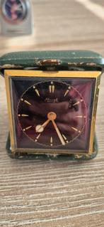 Vintage Kienzle Reiswekker Jaren '50 - Groen Leren Etui, Antiek en Kunst, Antiek | Klokken, Ophalen of Verzenden