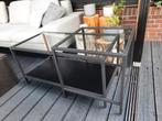 IKEA Salontafel Set - Zwart Metaal en Glas, Ophalen, Gebruikt, 50 tot 100 cm, Vierkant