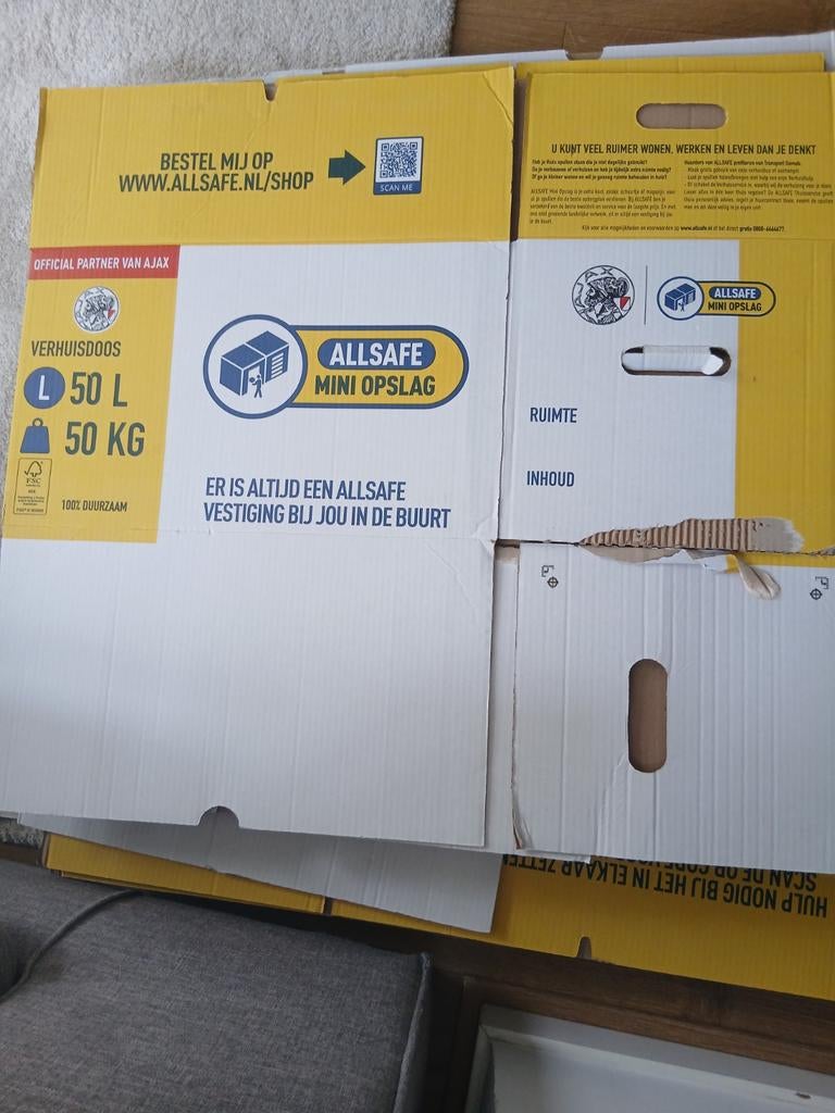 Allsafe Verhuisdoos L 50L 50KG - Stevig en Duurzaam, Doe-het-zelf en Verbouw, Kratten en Dozen, Gebruikt, Doos, 50 tot 75 cm, 35 tot 50 cm