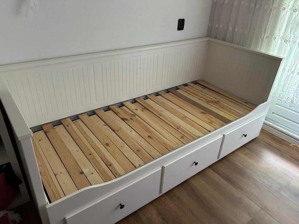 IKEA HEMNES Uitschuifbaar Bed 80x200/160x200, Ophalen, Wit, Tweepersoons, 200 cm