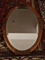Art Deco Facetgeslepen Spiegel Jaren '30 Ovaal Hout, Ophalen of Verzenden, Ovaal, 50 tot 100 cm, Minder dan 100 cm