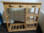 Blank eiken keuken-trolley vintage, Ophalen, Gebruikt, Bruin, 50 tot 100 cm