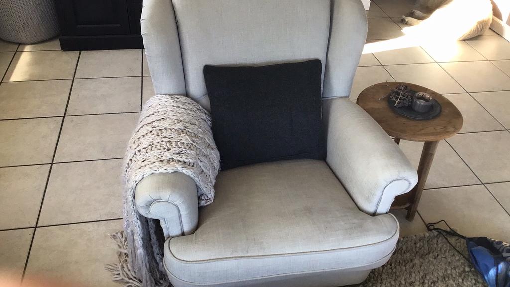 Stoere linnen fauteuil, Ophalen, Gebruikt, Minder dan 75 cm, Riviera maison stijl