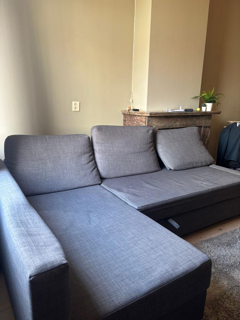 Comfortabele Hoekbank / Slaapbank met Chaise Longue, Ophalen, Gebruikt, Tweepersoons, 190 cm of minder