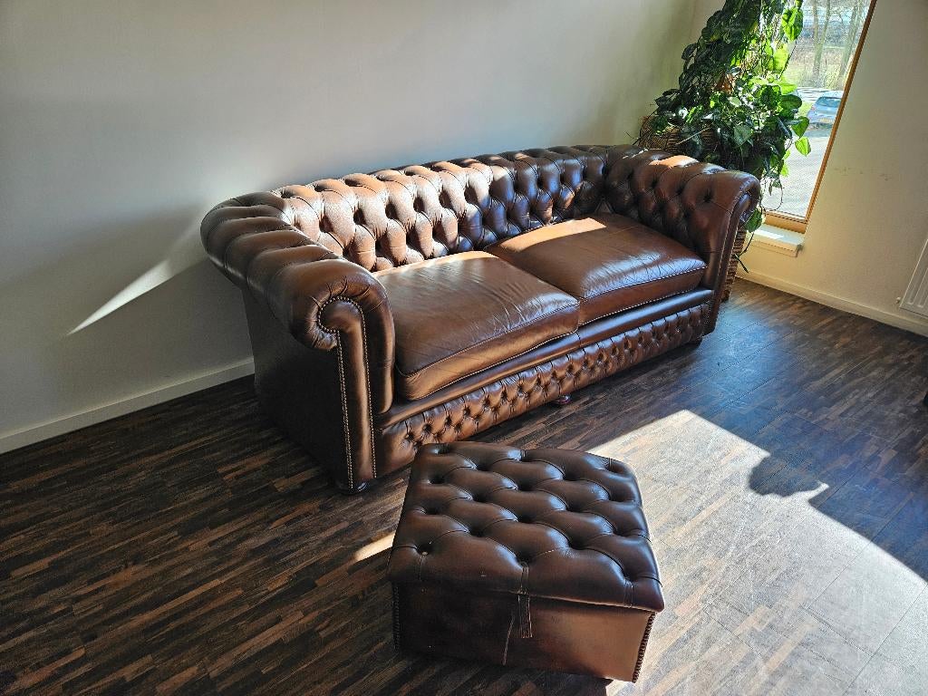 Chesterfield bankstel, Huis en Inrichting, Banken | Bankstellen, Ophalen, Gebruikt, Klassiek, Driepersoons