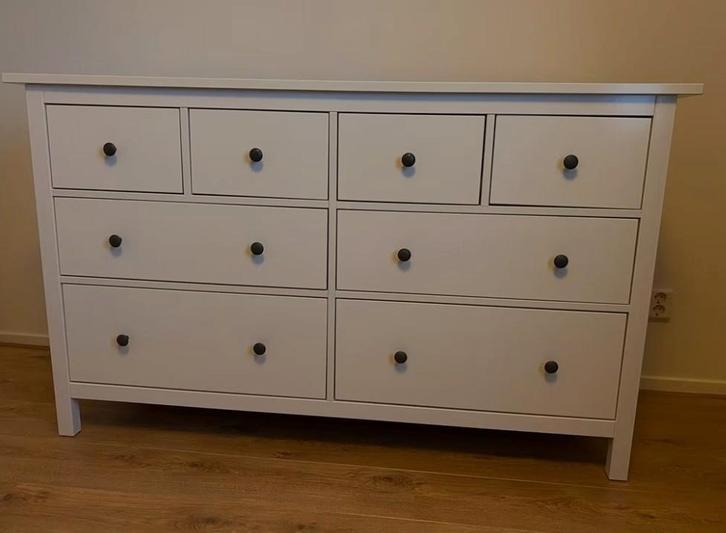 HEMNES Ladekast 8 lades, wit gebeitst, 160x96 cm, Huis en Inrichting, Kasten | Ladekasten, Gebruikt, 150 tot 200 cm, 25 tot 50 cm