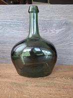 Oude Brocante glazen gistfles donker groen hoog 27 cm, Ophalen of Verzenden