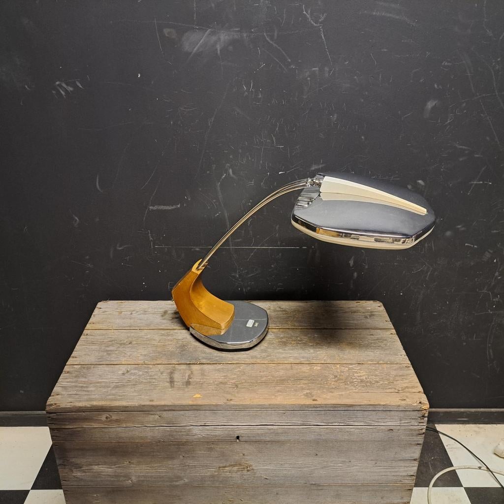Fase Falux bureaulamp Designer lamp Luis Pérez '72, Ophalen, Gebruikt, Vintage, Metaal