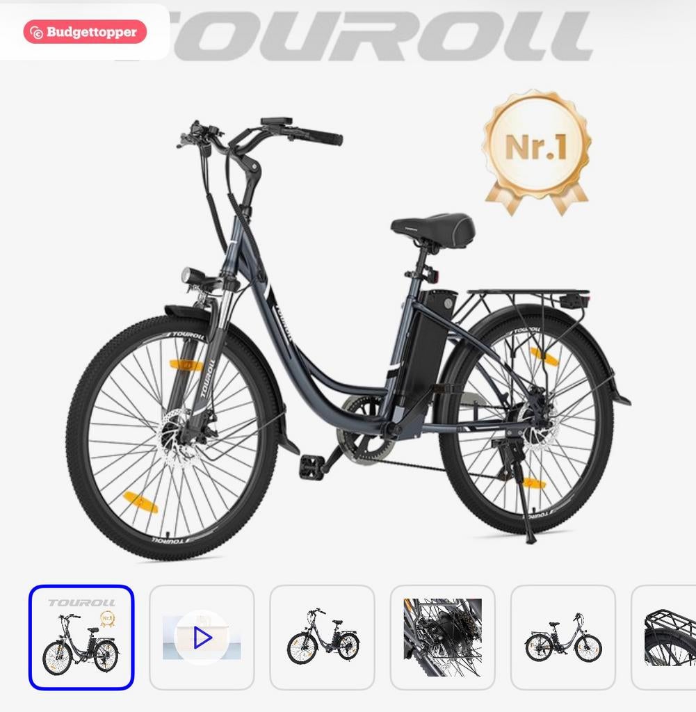 Touroll zgan elektrische fiets, extra accu, AXA slot etc, Ophalen, Gebruikt, Overige merken
