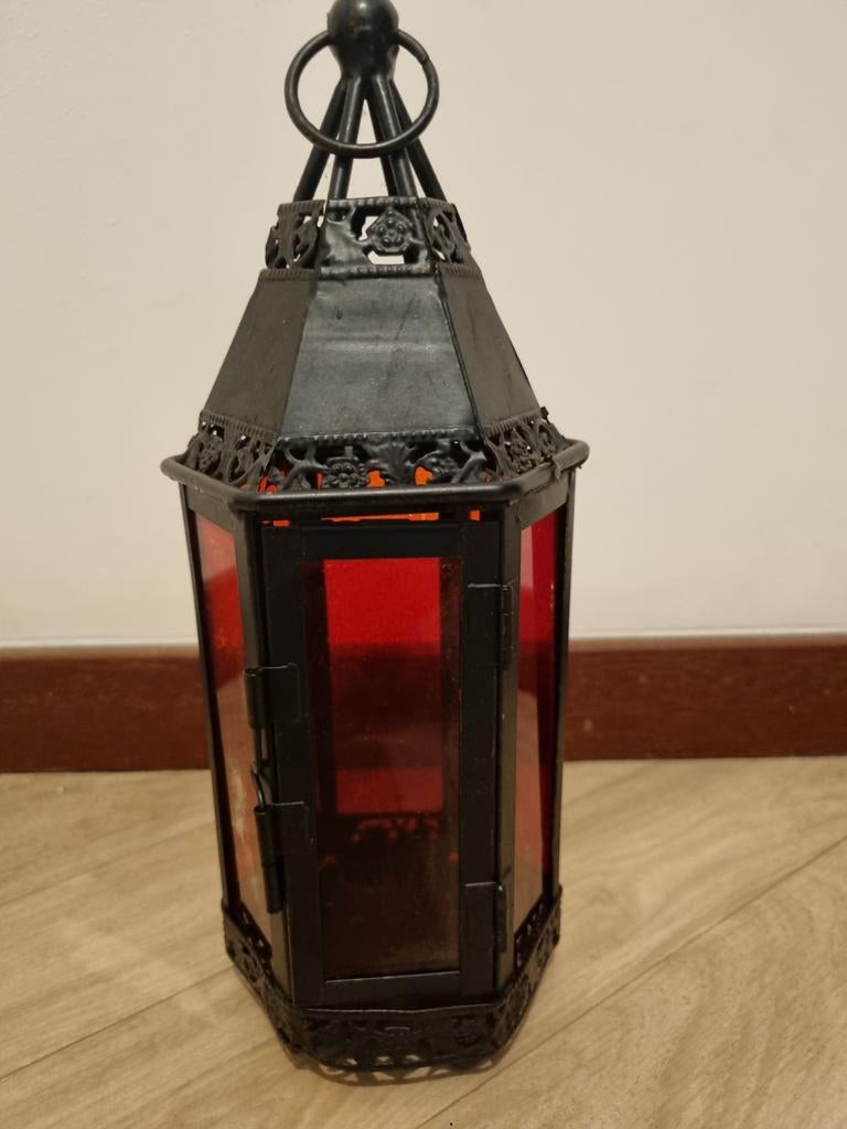 Theelicht lantaarentje, Ophalen of Verzenden, Rood, Overige materialen, 25 tot 50 cm