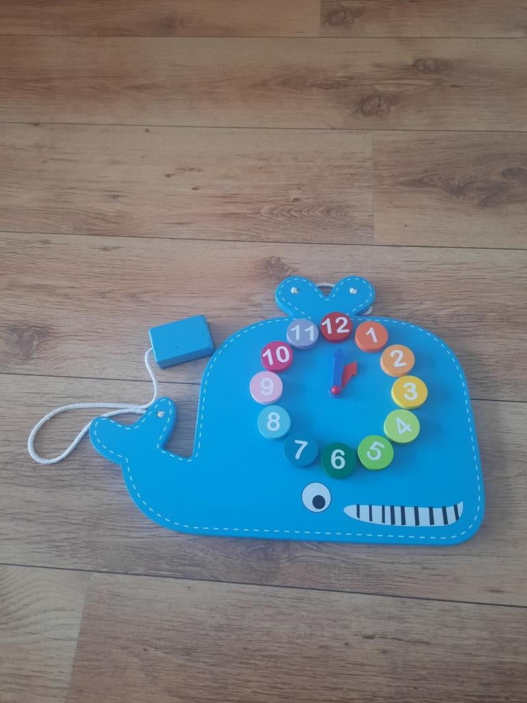 Houten walvis klok met krijtbord, Ophalen, Gebruikt