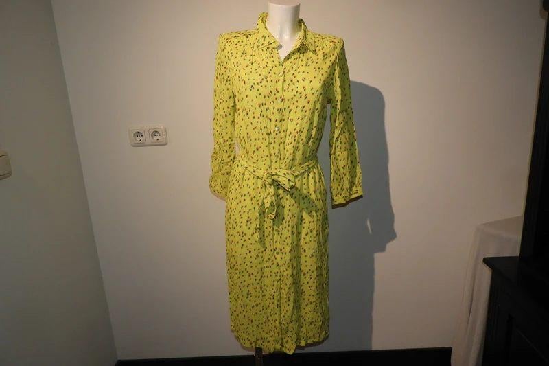 Pom Amsterdam citruse gele door knoop jurk kleur printje M, Maat 38/40 (M), Verzenden, Geel, Zo goed als nieuw